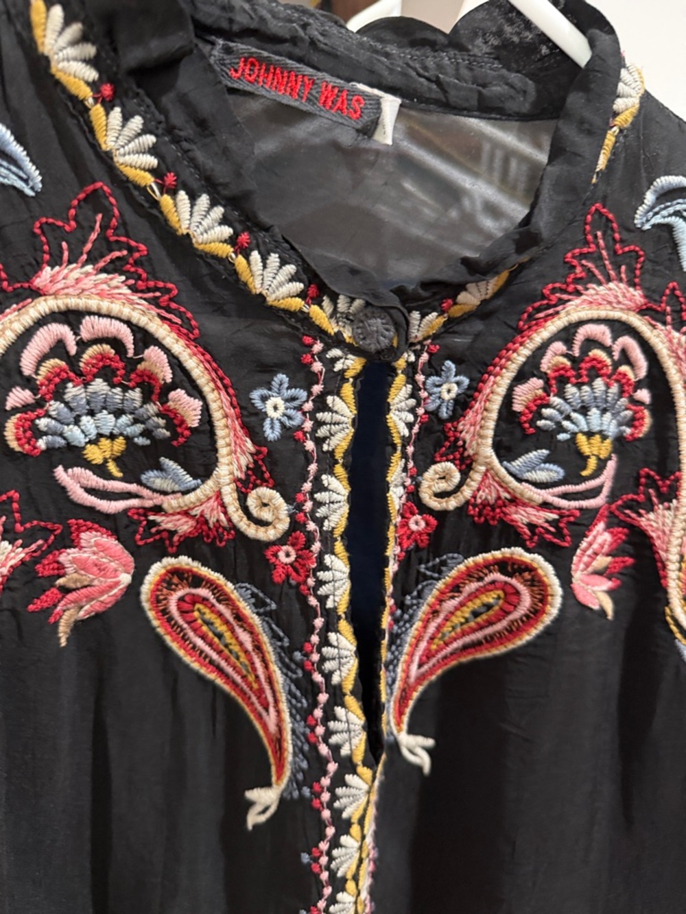 Johnny Was Black Embroidered Boho Blouse - Picture 6 of 6